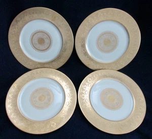 Set of 4 Heinrich & Co Selb Gold Encrusted Center Medallion 11" Dinner Plates - Picture 1 of 9