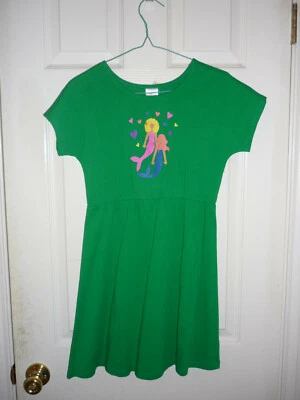 Hanna Andersson Dress, Green Mermaid Print, Summertime, FLAW Sz 8 140 - Image 1 of 4