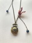 Anna Sui-vintage Bronze Plated Long Sack Velvet Bow Rhinestone Crystal Necklace