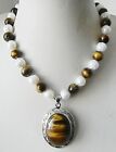 Natural 8Mm African Roar Tiger's Eye Gemstone Pendant Necklace 18'' Aaa