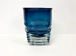 Maurice Heaton (?) Mid Century Art Glass Vase Blue w clear base Hand Blown - Picture 1 of 3