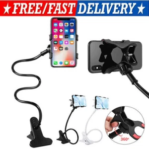Universal Lazy Mobile Phone Gooseneck Stand Holder Flexible Bed Desk Table Clip - Picture 1 of 13
