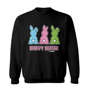 Hoppy Easter - Happy Bunny Rabbit Cottontail Holiday Toddler Crewneck Sweater - Picture 1 of 8