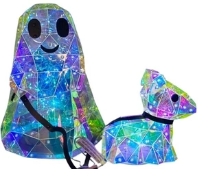 Martha Stewart LED Light Up Prismatic Holographic Ghost Walking Dog Halloween - Picture 1 of 1