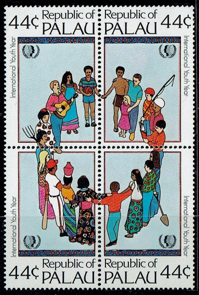 PALAU.1985. INTERNATIONAL YOUTH YEAR.SET BLOCK X 4.MNH AS IS SEE SCAN. - Image 1 of 1