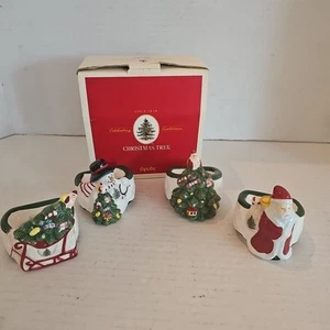 4 Spode Christmas Tree Napkin Rings 2004 Excellent In Original Box - Picture 1 of 18