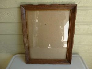 Vintage MCM Holzrahmen 13,5"x 16" braun mit Glasfront Papprücken - Bild 1 von 8