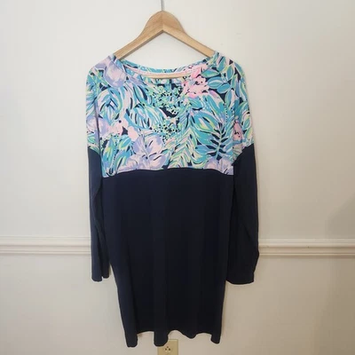 Lilly Pulitzer Finn TShirt Dress Size Large Womens Long Sleeve Multi Bermudaful  - Imagem 1 de 4