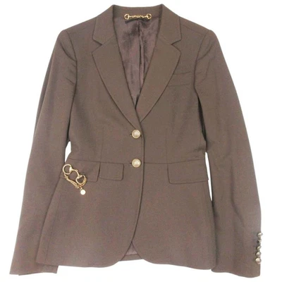 GUCCI б/у 2008 на заказ куртка Horsebit логотип золотой кнопка блейзер размер 38 коричневый - Изображение 1 из 4