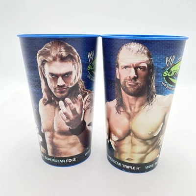 Lote 2 Blue WWE Wrestling 2009 Summer Slam Super Big Gulp 44 OZ Tazas de sorbo Foto 1 de 4
