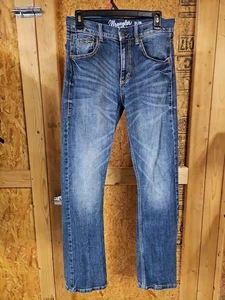 Wrangler Jeans Mens 29x34 Blue Retro Western Cowboy Boots Straight Slim Pants - Picture 1 of 6