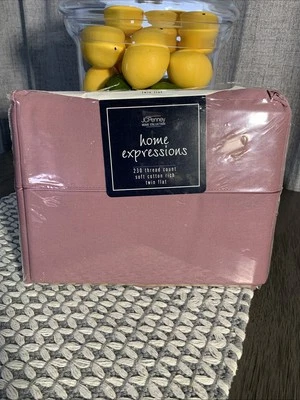 JC PENNY~ Hoja Plana Doble Expresión Hogar 230 Hilos Rosa Antigua 66 x 96" Foto 1 de 4