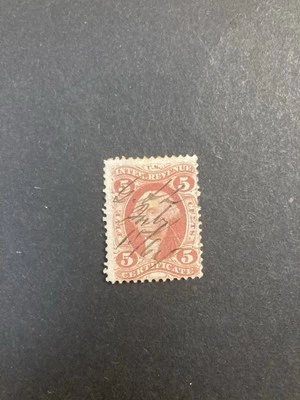 1864 US Revenue Stamp Scott #R24-5c Certificate USED Nice Hand Cancellation - Image 1 of 2