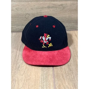 Louisville Cardinals Cappello Otto Berretto Vintage Snapback Nero Rosso Mascotte - Foto 1 di 7