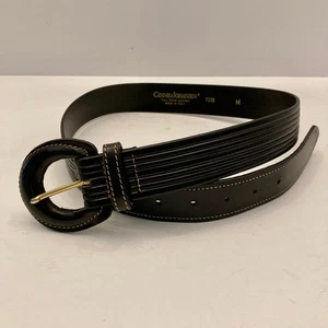 Cintura Ginnie Johansen nera pelle pieno fiore taglia M Made in Italy larghezza 1,25" 7036 - Foto 1 di 8