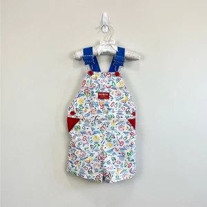 Vintage OshKosh B'gosh Colorful Beach Sailboats Fish Shortalls Toddler 4T USA - Picture 1 of 8