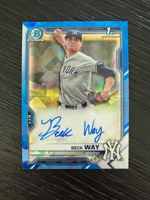 2021 Bowman Chrome Sapphire #BSPABW Yankees Beck Way ROOKIE AUTO - Image 1 of 2