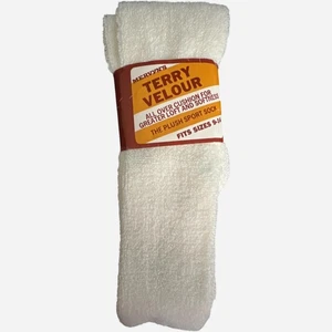 Vintage Terry Velour Socks Mens Size 9-14 Plush Sport Mervyns USA Deadstock New - Picture 1 of 4