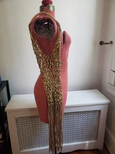Gold Fishnet And Fringe Leather Handbag - Picture 1 of 5