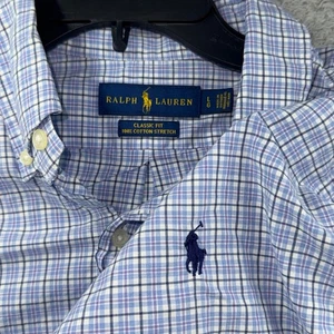 Ralph Lauren Men's Oxford Shirt Classic Fit Plaid Blue Large - Picture 1 of 7