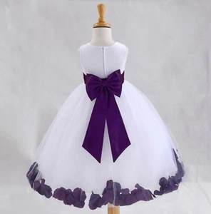 WHITE FLOWER GIRL DRESS PAGEANT WEDDING BRIDESMAID DANCE PARTY 12-18M 2 4 6 8 10 - Picture 1 of 45