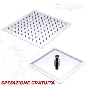 SOFFIONE DOCCIA QUADRATO 20 CM INOX A GETTO RILASSANTE IN GOMMA DI SILICONE  - Foto 1 di 5