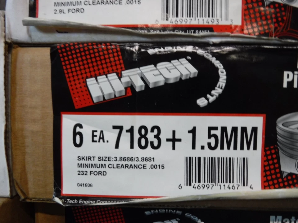 Juego de 6 pistones Hi-Tech 7183.060 (1.5MM) 232 Ford Foto 1 de 1