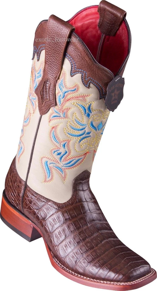 BOTA WESTERN MUJER LOS ALTOS MARRÓN CAIMÁN COCODRILO VIENTRE RANCHO-DEDO CUADRADO  Foto 1 de 1