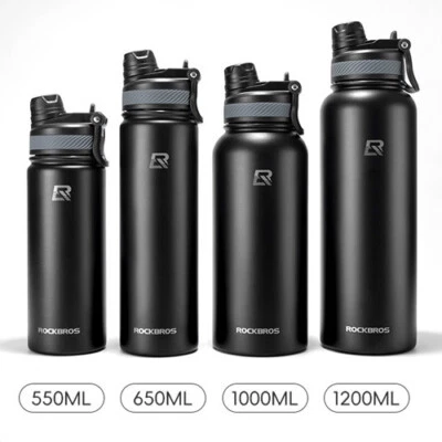 ROCKBROS Insulated Water Bottle Stainless Steel Metal Cool Sports 18/22/32/40OZ - Image 1 of 4