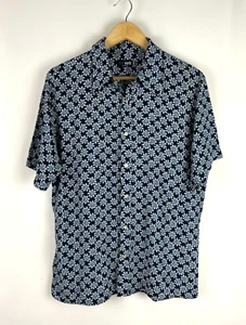 PETER WERTH LONDON Lovely Short Sleeve Flower Print Blue Shirt, Size 4! - Picture 1 of 4