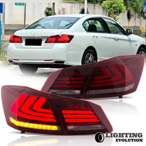 VLAND Red LED Tail Lights For 2013-2015 Honda Accord 4-Door Sedan w/Sequential - Picture 1 of 17