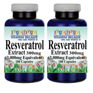 Resveratrol Extract 3000mg 2X180Caps Maximum Strength  USA Made Antioxidant - Picture 1 of 2