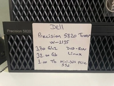 Dell Precision 5820 Xeon W-2135 3.70Ghz 32GB DDR4 1TB PCIe Sas HDD  Linux - Image 1 of 4