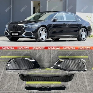 Chrome + Black ABS Front Bumper Lower Grille For Benz W223 S400 LS450 LS500L - Picture 1 of 19