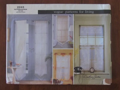 VOGUE PATTERN FOR LIVING - 2243 CURTAINS WINDOW SHEERS CAFE HOME DECOR UNCUT - Image 1 of 2