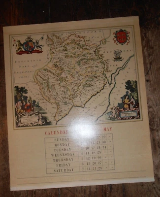 Monmouthshire, Wales, reproduction antique map Johan Blaeu, 1645-72: 11"x9"paper - Image 1 of 4
