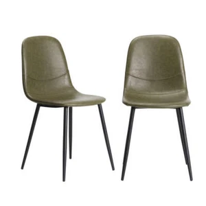 Oikiture 2x Dining Chairs PU Leather Green - Picture 1 of 9