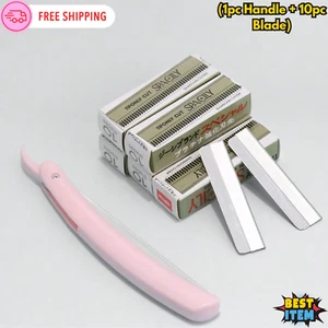 Foldable Eyebrow Razor Set w10 Blade Steel Facial Hair Remover Dermaplaning Tool - Picture 1 of 6