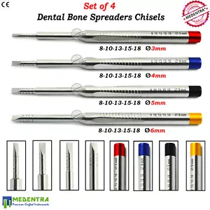 4Pcs SET Osteotome Bone Spreaders Implants Surgical Dental Bone Chisels Gouges - Foto 1 di 7
