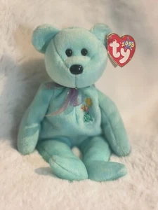 Ariel Bear TY Beanie Babies 2000 Plush Toy Blue Flowers Sun 1981-1988 Holo Tag - Picture 1 of 8