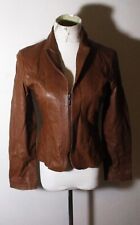 Women's NINE WEST Brown Full Zip 100% Leather Jacket Size S/P