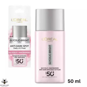 L'Oreal Paris UV Fluid Glycolic-Bright Anti-Dark Spot Daily SPF 50+ PA+ UVA/ UVB - Picture 1 of 11