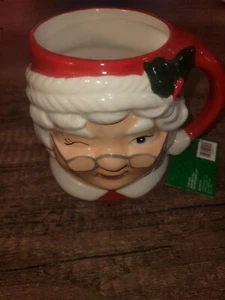 NEW 19 OZ WINKING MRS SANTA CLAUS LARGE CHRISTMAS MUG COCOA COFFEE CUP NWT - Picture 1 of 3