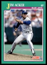 1991 Score Jim Acker Toronto Blue Jays #122
