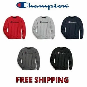 Champion Para Hombres Clásica Script Logo Cuello Redondo Sudadera 5 Colores Nueva S-2XL - Imagen 1 de 11
