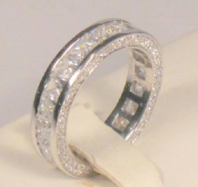 2.50 Ct Princess cut Eternity Band Wedding Ring simulated Diamonds Sterling - Изображение 1 из 4