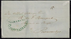 Dutch East Indies Pre Stamp 1851 Full Cover w/ Oval SAMARANG Mark Green VF - Picture 1 of 3