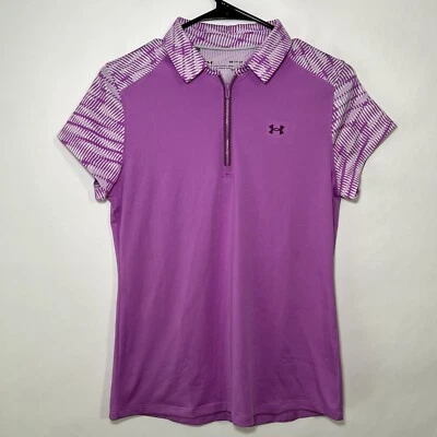 Polo Under Armour HeatGear ajustado 1/4 cremallera para mujer talla pequeña púrpura golf SS USADO EN EXCELENTE ESTADO Foto 1 de 4