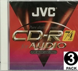 JVC CD-R 74 MINS / CD-RA74 / 3 PACK / Audio Music CD-R Blank Recordable Disc  - Picture 1 of 9