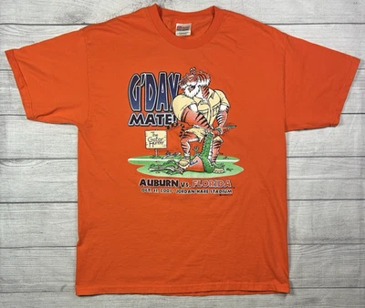 Vintage Auburn Tigers T-Shirt Size L Orange Cartoon 2001 Florida Vs Auburn - Image 1 of 4